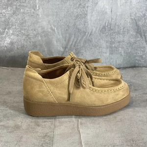 Zodiac Womens's Tan Fern Square-Toe Lace-Up Platform Sneakers SZ 5.5